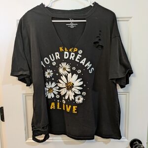 Graphic Daisy Tee - Black - (Brand Unspecified)